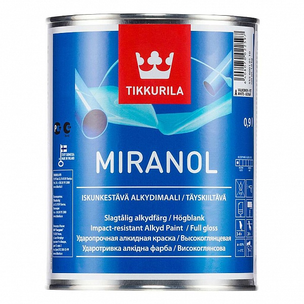 Эмаль алкидная Miranol основа С глянцевая Тиккурила 0,9 л красный RAL 3020, серый RAL 7040